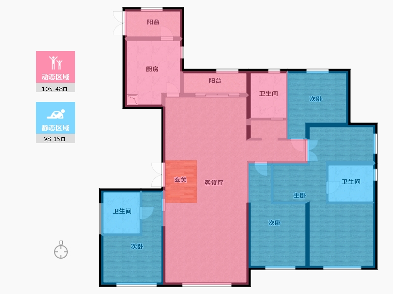 内蒙古自治区-包头市-正翔国际-184.76-户型库-动静分区