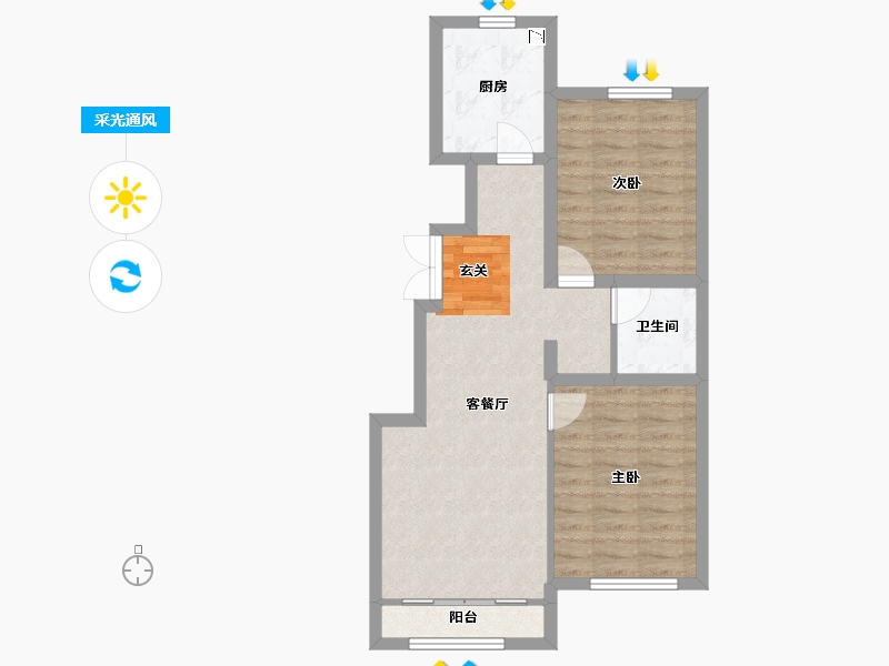 江苏省-南通市-中建・幸福里-62.87-户型库-采光通风