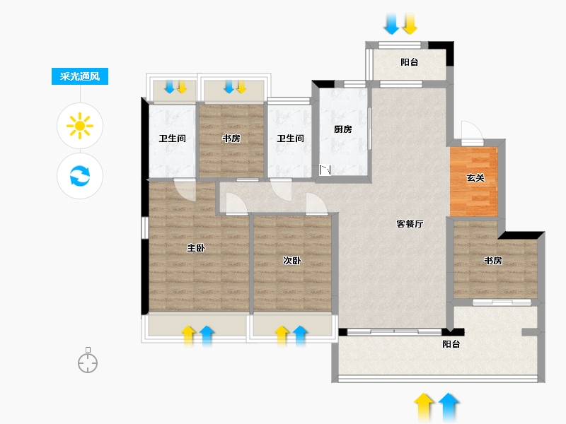 北京-北京市-融创云水观棠花园-102.83-户型库-采光通风