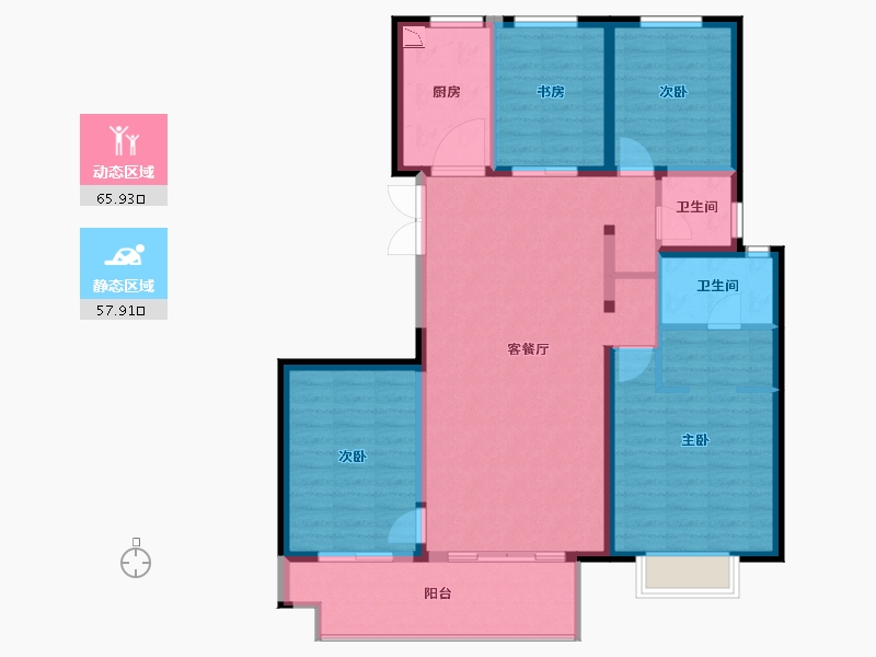 陕西省-西安市-天朗玺悦公馆-112.00-户型库-动静分区