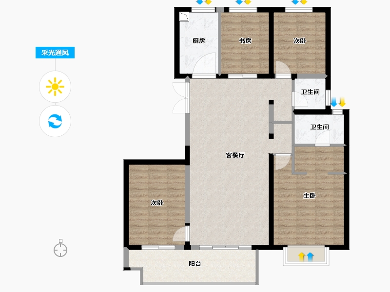 陕西省-西安市-天朗玺悦公馆-112.00-户型库-采光通风