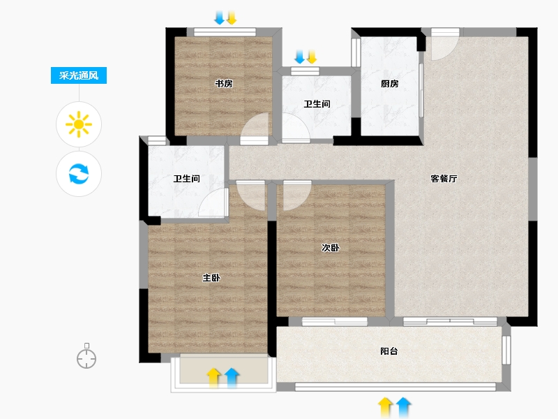 江西省-赣州市-茂源.翡翠公馆-87.91-户型库-采光通风