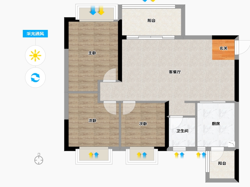 四川省-成都市-恒大翡翠龙庭-78.46-户型库-采光通风