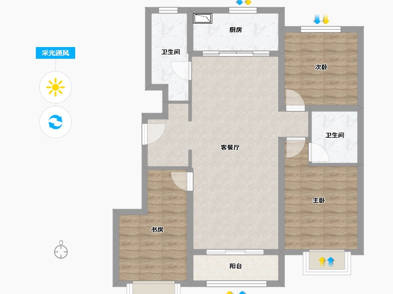 河北省-唐山市-万科公园大道-87.13-户型库-采光通风