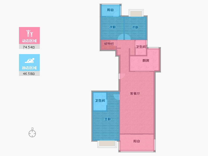 北京-北京市-澳洲康都-110.54-户型库-动静分区