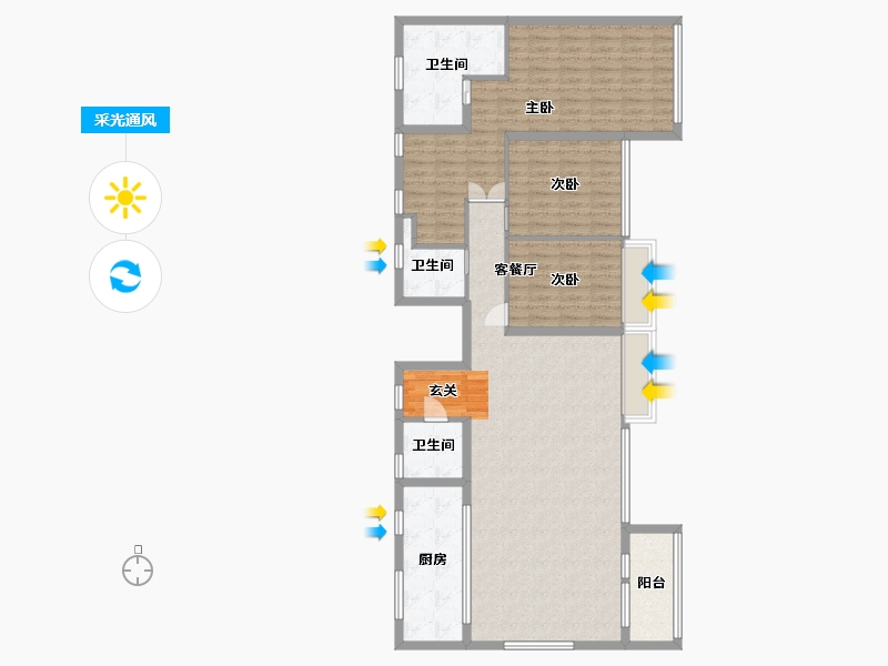 山东省-青岛市-昆仑府-132.80-户型库-采光通风