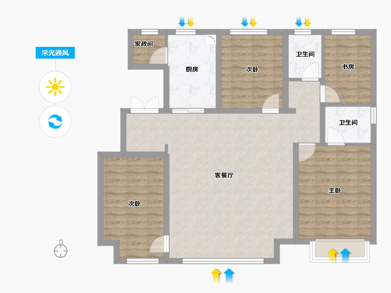 河北省-保定市-竞秀金茂悦-106.41-户型库-采光通风