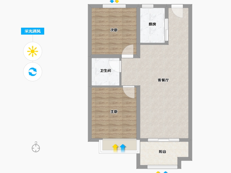 河北省-保定市-荣盛・锦绣书苑-66.40-户型库-采光通风