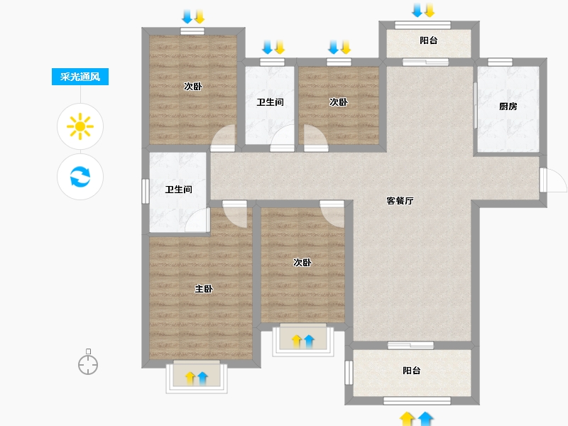 贵州省-黔南布依族苗族自治州-鸿申翡翠城-109.62-户型库-采光通风