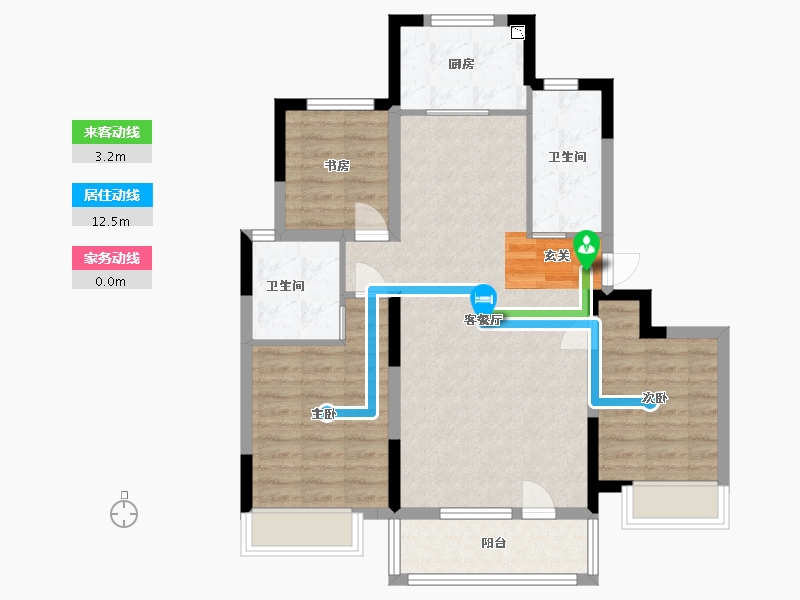 山东省-青岛市-鑫江花漾里-84.00-户型库-动静线