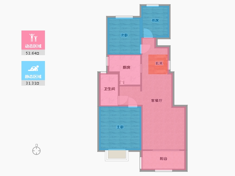 山东省-青岛市-鑫江・桂花园・汀香-76.00-户型库-动静分区