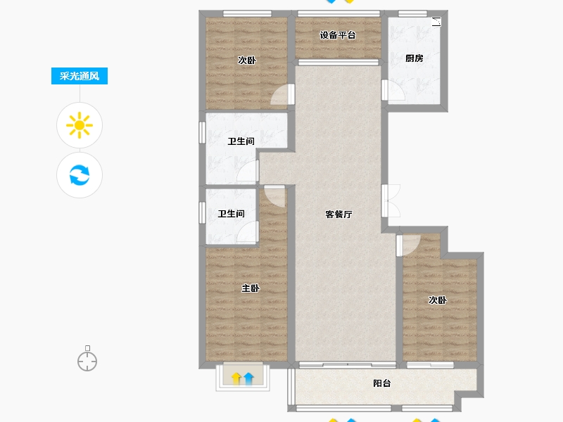 山东省-潍坊市-恒信风华上品-109.94-户型库-采光通风