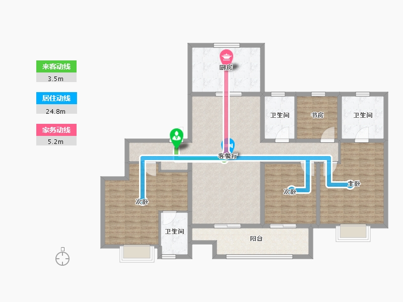 江苏省-泰州市-莲溪-140.00-户型库-动静线