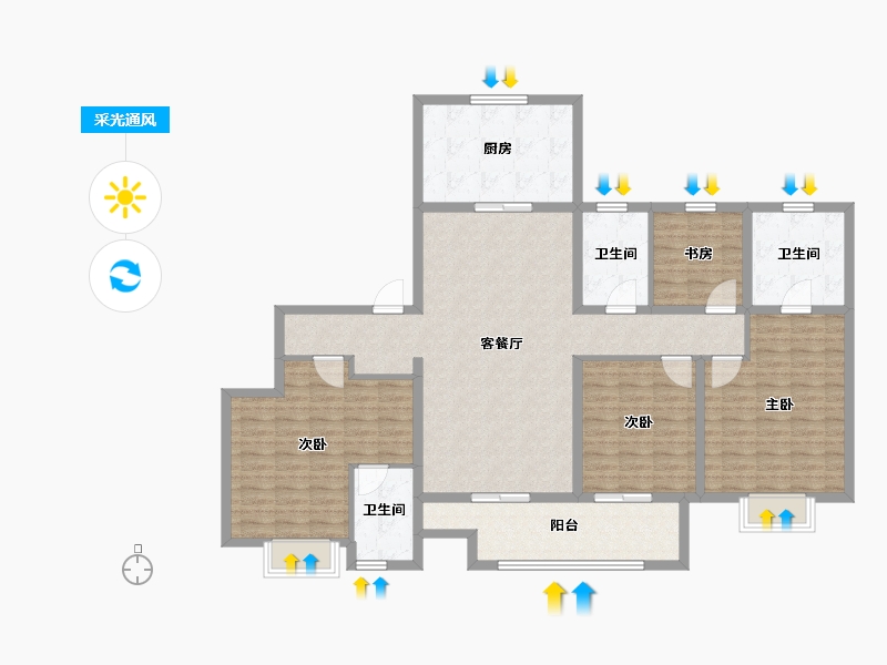 江苏省-泰州市-莲溪-140.00-户型库-采光通风