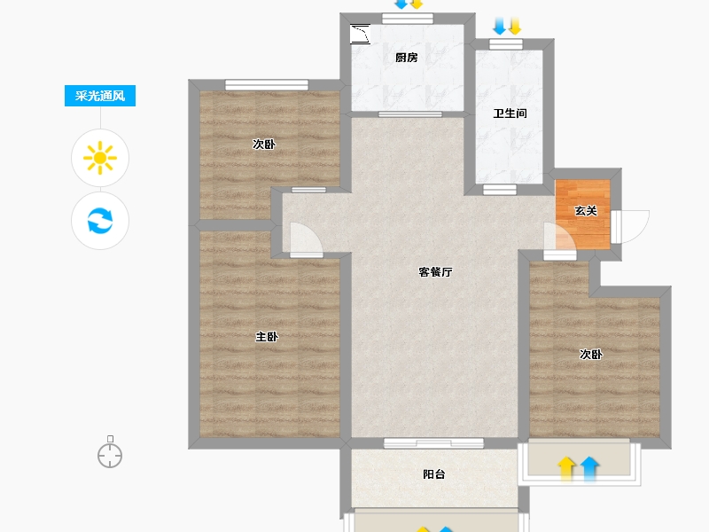 山东省-青岛市-海信文墨里-80.00-户型库-采光通风