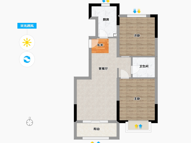 山东省-青岛市-仙山花园-63.61-户型库-采光通风