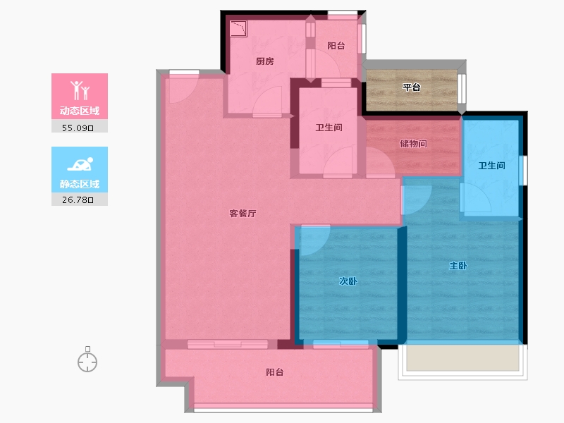 广东省-汕头市-博翠府-75.04-户型库-动静分区