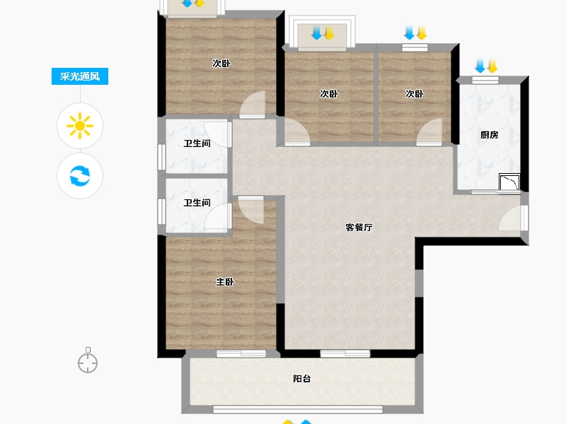 福建省-龙岩市-水晶澜庭-94.05-户型库-采光通风