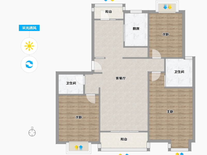 上海-上海市-景舒苑-110.72-户型库-采光通风