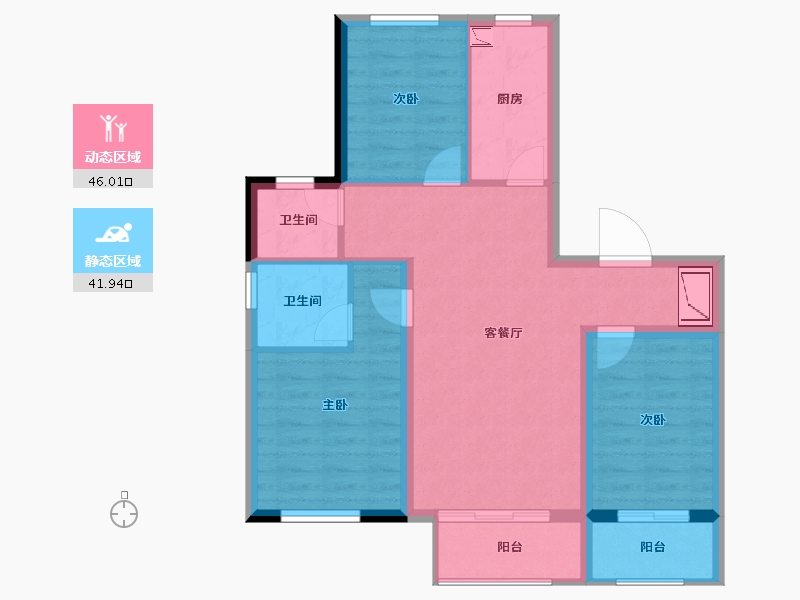 黑龙江省-哈尔滨市-绿地・东北亚国博城-77.64-户型库-动静分区