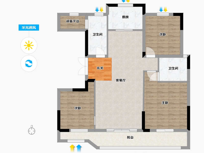 浙江省-嘉兴市-金昌香湖印-103.75-户型库-采光通风