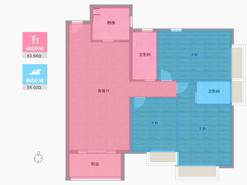 青海省-海南藏族自治州-海口华润中心-109.06-户型库-动静分区