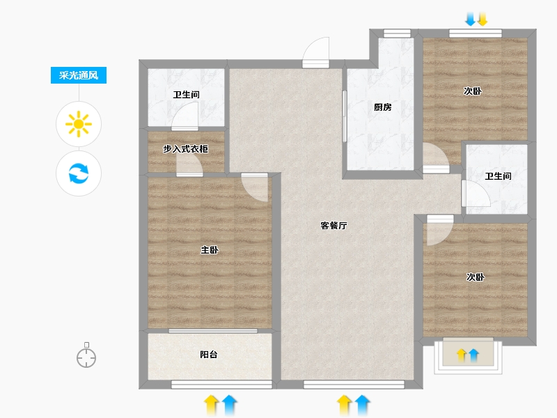 山东省-青岛市-明翠雅居-94.00-户型库-采光通风