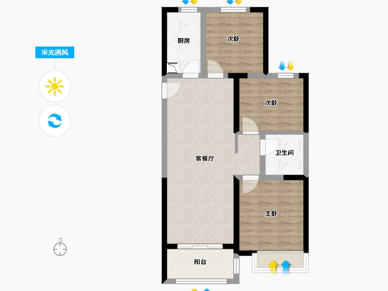 河北省-石家庄市-保利时光印象-70.99-户型库-采光通风