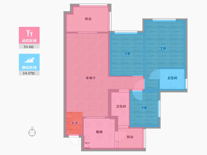 四川省-南充市-鸿通・翡翠城・紫云府-74.99-户型库-动静分区