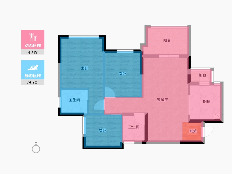 四川省-南充市-鸿通・翡翠城・紫云府-69.82-户型库-动静分区