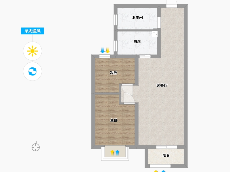 天津-天津市-路劲太阳城・心邸-57.02-户型库-采光通风