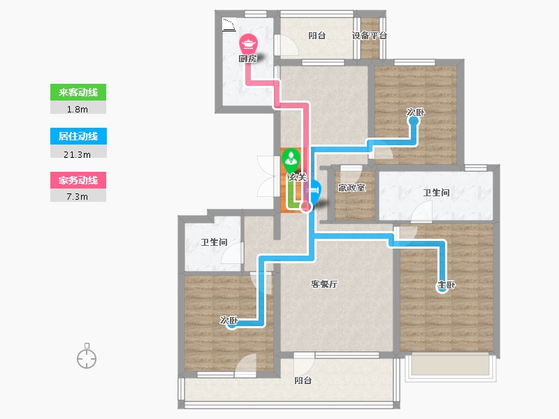 河北省-石家庄市-润德万科翡翠公园-109.00-户型库-动静线