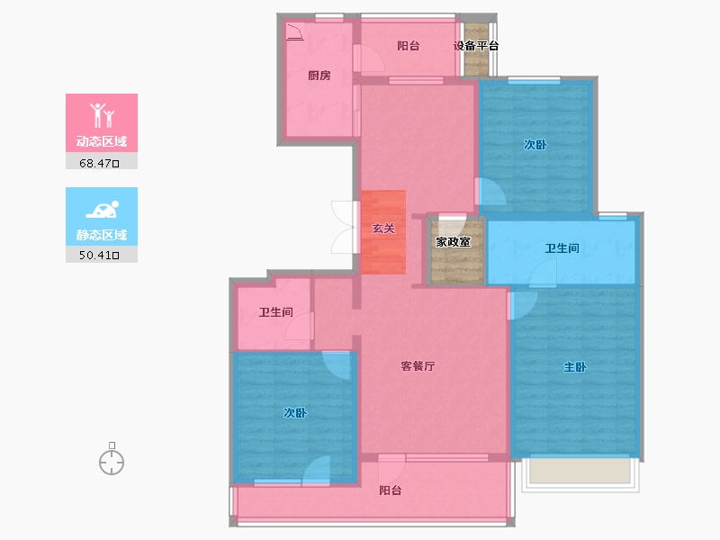 河北省-石家庄市-润德万科翡翠公园-109.00-户型库-动静分区