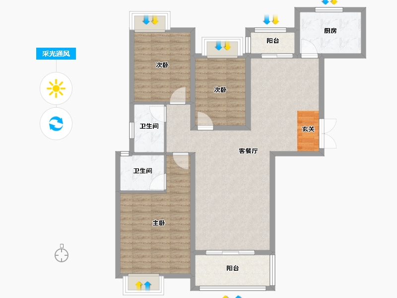 江西省-鹰潭市-东城名人广场-104.00-户型库-采光通风