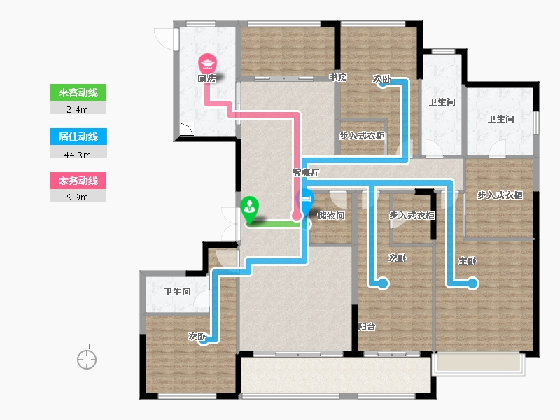 浙江省-宁波市-河姆渡国际花园二期-220.00-户型库-动静线