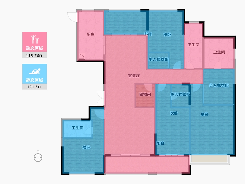 浙江省-宁波市-河姆渡国际花园二期-220.00-户型库-动静分区