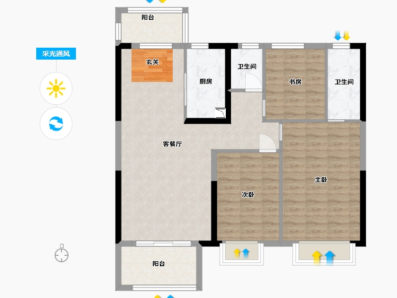 江西省-九江市-联发新旅・君悦江山-93.60-户型库-采光通风