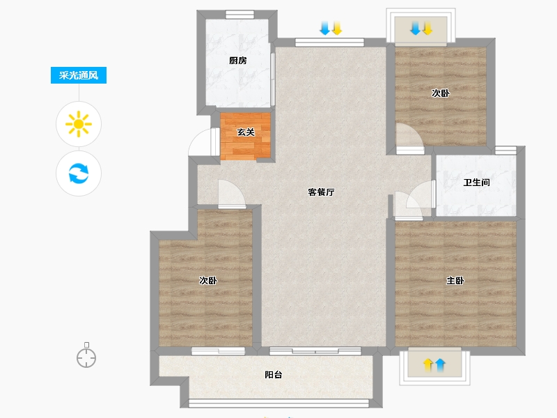 江西省-九江市-锦天府-80.75-户型库-采光通风