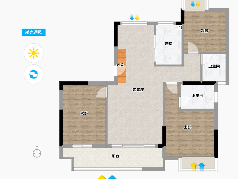 江西省-九江市-中辉学府-88.80-户型库-采光通风