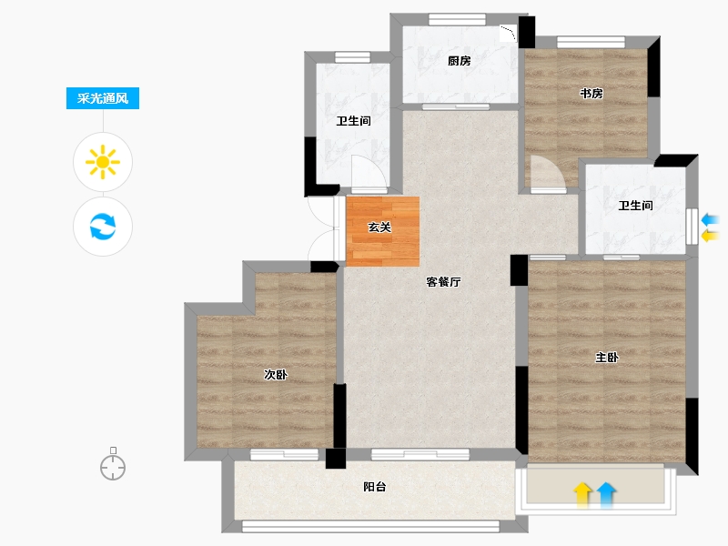 浙江省-衢州市-贝林・金誉府-75.21-户型库-采光通风