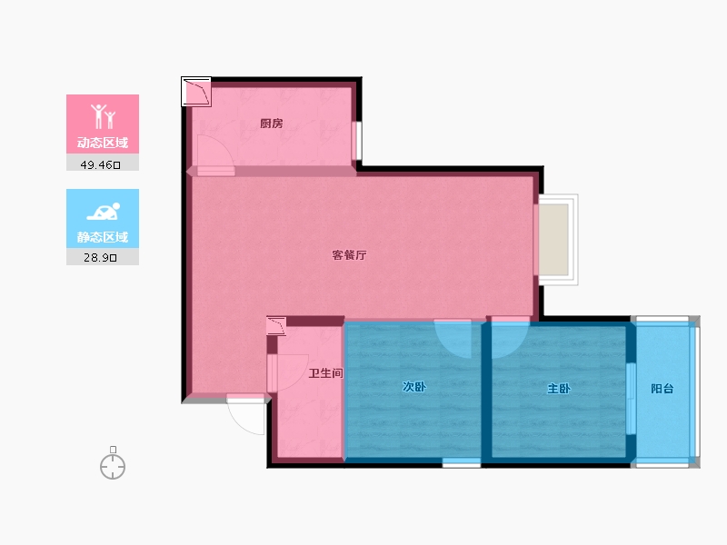 陕西省-西安市-汉城首座-70.00-户型库-动静分区