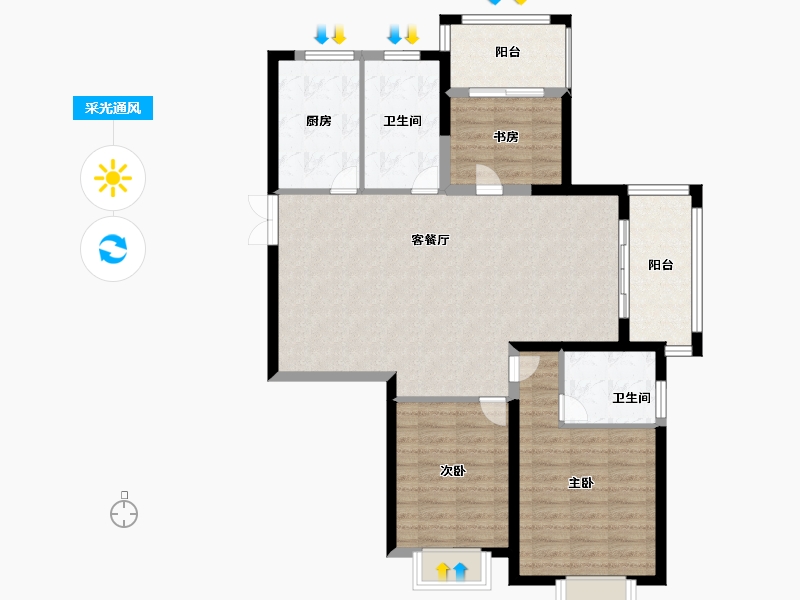 江苏省-南京市-滨江雅园-101.60-户型库-采光通风