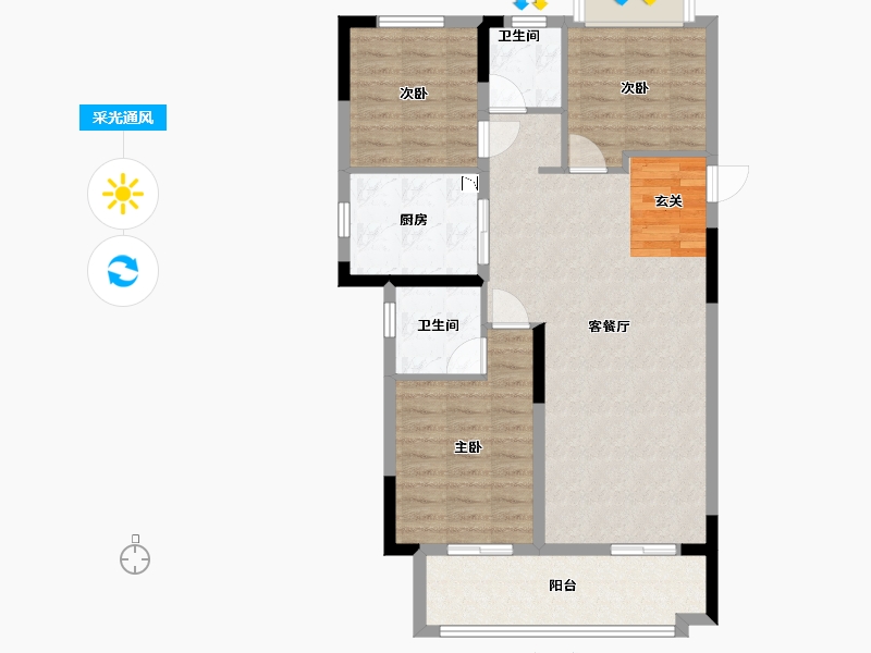 湖北省-武汉市-融创首创九派江山-85.60-户型库-采光通风