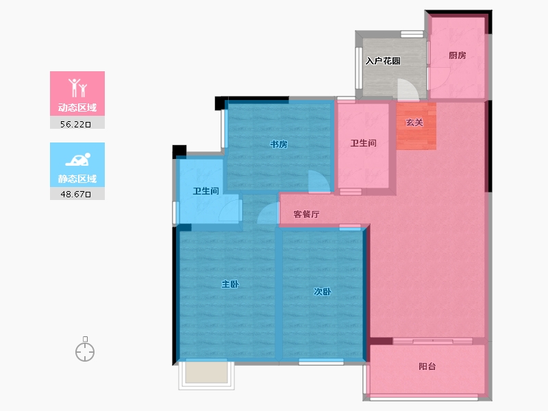 湖北省-咸宁市-领秀城・银泉华府-98.32-户型库-动静分区