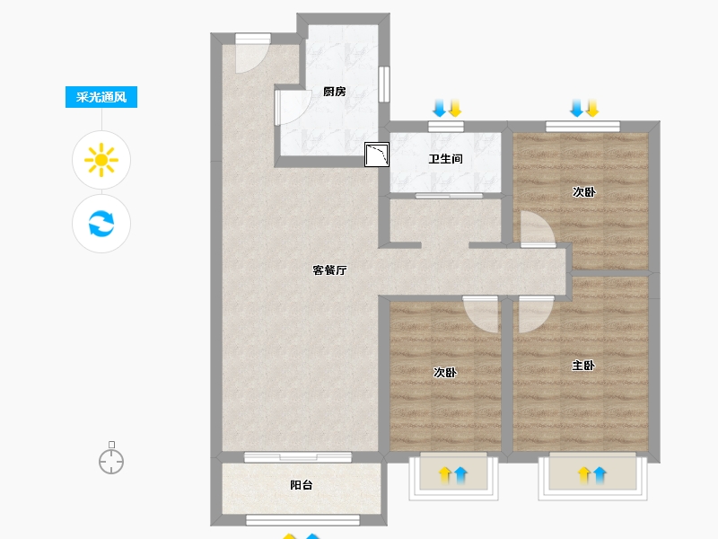 山西省-临汾市-富力湾-76.11-户型库-采光通风