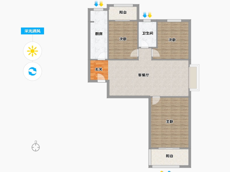 河南省-郑州市-正商城禧园-103.54-户型库-采光通风