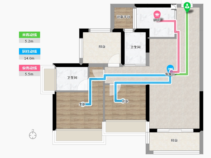 广西壮族自治区-柳州市-龙光玖珑府-70.05-户型库-动静线