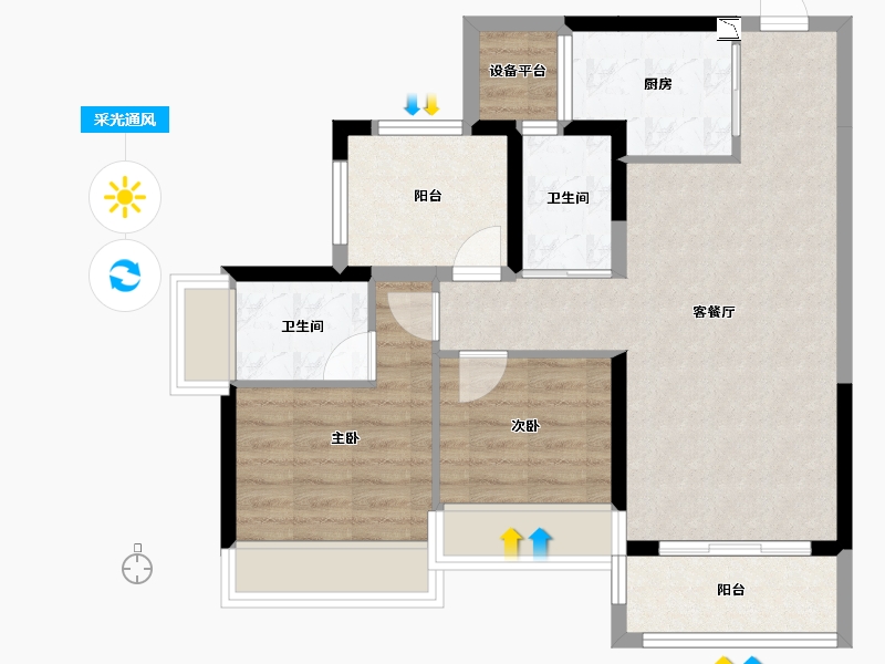 广西壮族自治区-柳州市-龙光玖珑府-70.05-户型库-采光通风