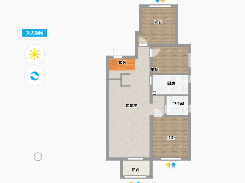 河北省-廊坊市-融创・时代壹号-78.40-户型库-采光通风