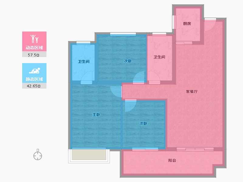 湖南省-株洲市-醴陵亿都时光-89.64-户型库-动静分区